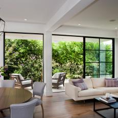 White Contemporary Living Room With White Sofa