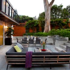 Contemporary Concrete Patio With Firepit
