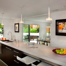 Black and White Modern Kitchen With Fruit
