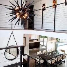 Stairwell With Eclectic Chandelier