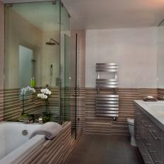 Neutral Modern Bathroom With Striped Wall