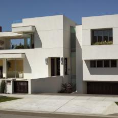 White Contemporary Home Exterior With Balcony