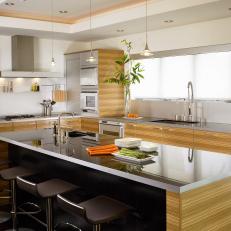 Neutral Modern Kitchen With Wood Paneling