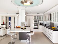 White Modern Kitchen and Living Area