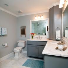 Main Bathroom With Marble Countertops 