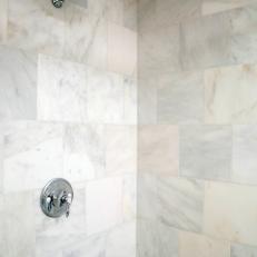 Standup Shower With Marble Tile 