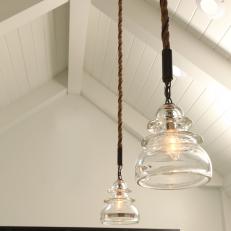 Country Pendant Lights in Transitional Farmhouse Kitchen