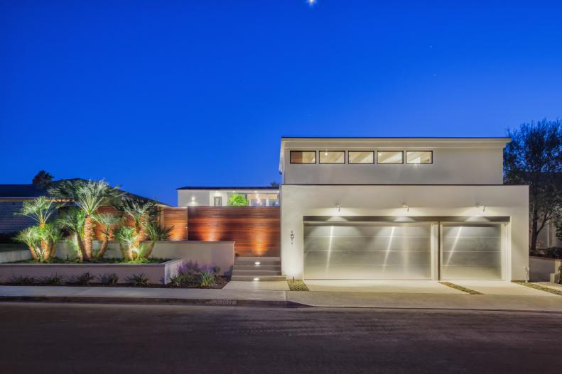 Modern Home Exterior at Night