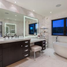 White Contemporary Spa Bathroom With Soaking Tub