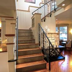 Contemporary Staircase Features Metal & Cable Railing