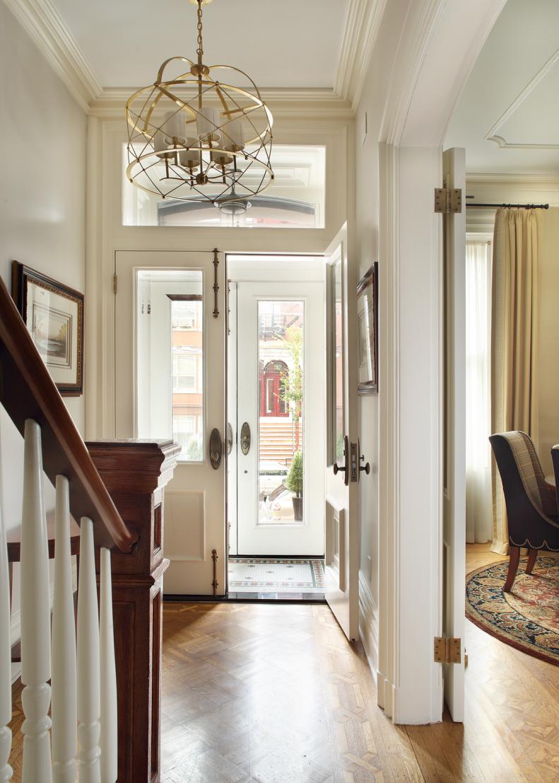 White Traditional Brownstone Foyer 