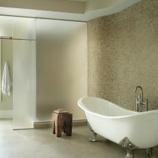 Neutral Modern Bathroom With Clawfoot Tub