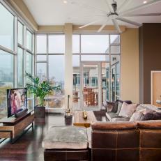 Bright Penthouse Living Room With Floor-to-Ceiling Windows