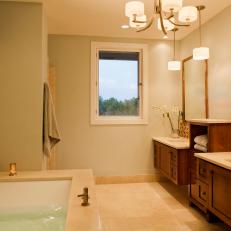 Neutral Contemporary Main Bathroom With Floating Vanities