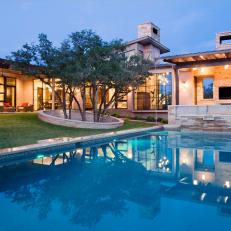 Swimming Pool and Neutral Stone Ranch Exterior