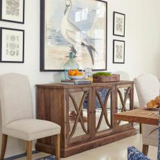 White Coastal Dining Room With Seagull Print