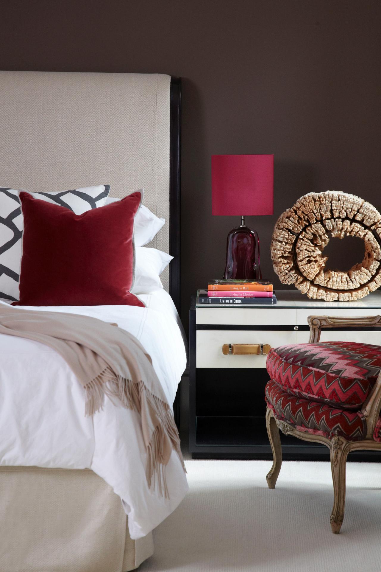 Eclectic Bedroom With Rich Chocolate Brown And Red Tones Hgtv