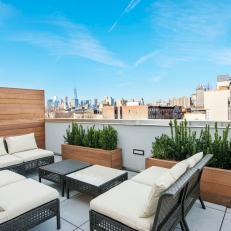 Contemporary Rooftop Patio With City View