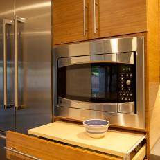 Modern Kitchen Cabinets and Microwave With Pull-Out Shelf