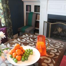Eclectic Dining Room With Stenciled Tabletop Design