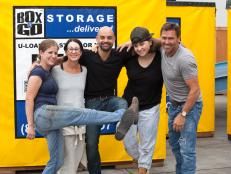 As seen on Ellen's Design Challenge, at the start of the second challenge, host Jay Montepare told designers (from left) Carley Eisenberg, Leslie Shapiro Joyal, Gaspar de Jesus, Katie Stout and Tim McClellan to choose a storage pod, each of which contained items relating to a theme or activity. Designers then had three days to create and build a piece of furniture that would hold the contents of the pod, and be appropriate to the pod's theme. Categories were: bar, arts & crafts, baby, a woman's closet, and dining room. (Portrait)