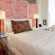 Floral Room Divider Creates Eclectic Bedroom Area
