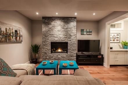 A Basement Fireplace Feature