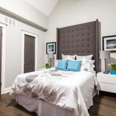Contemporary Master Bedroom with Cathedral Ceilings