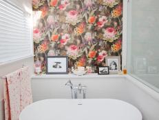 Floral Accent Wall in Bathroom