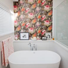 Floral Accent Wall in Bathroom