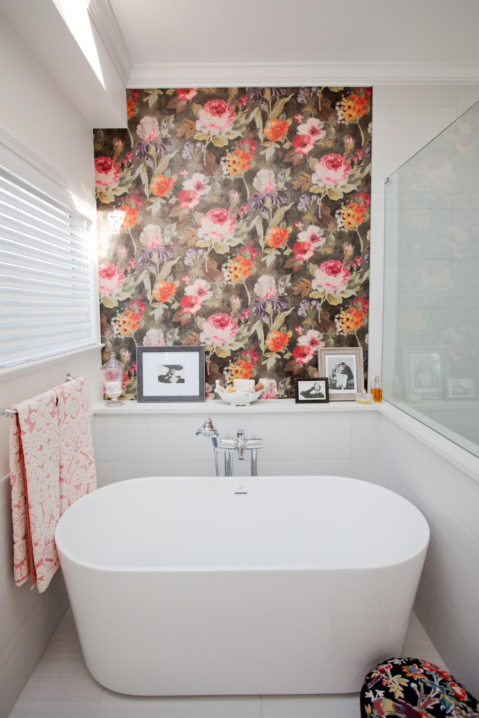 Floral Accent Wall In Bathroom Hgtv