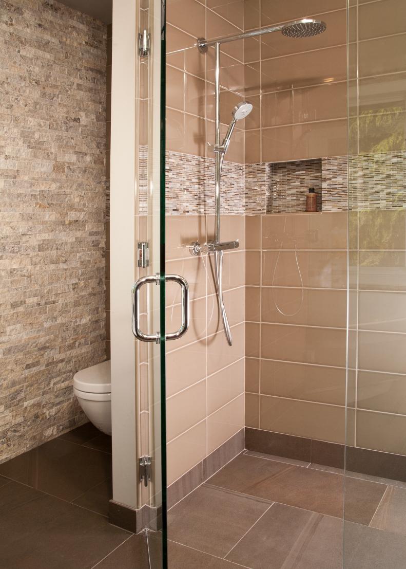 Glass Shower With Neutral Tiles
