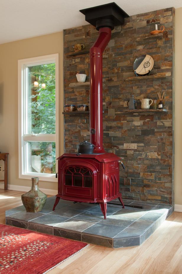 cherry red wood stove hgtv