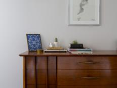 Mid-Century Modern Console With Light Gray Wall