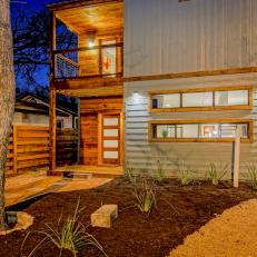 Contemporary Gray Siding and Natural Wood Home Exterior 
