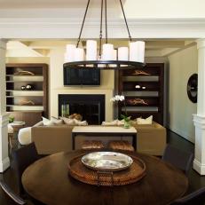 Transitional Dining Room With Chocolate Brown Furniture