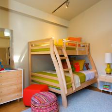 Modern Kids' Room With Light Wood Bunk Bed