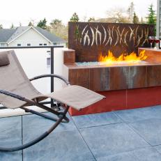 Outdoor Fireplace with Custom Metal Work