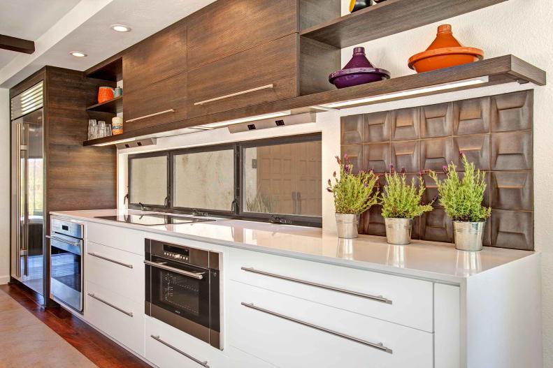 Contemporary Neutral Kitchen With Brown and White Cabinets