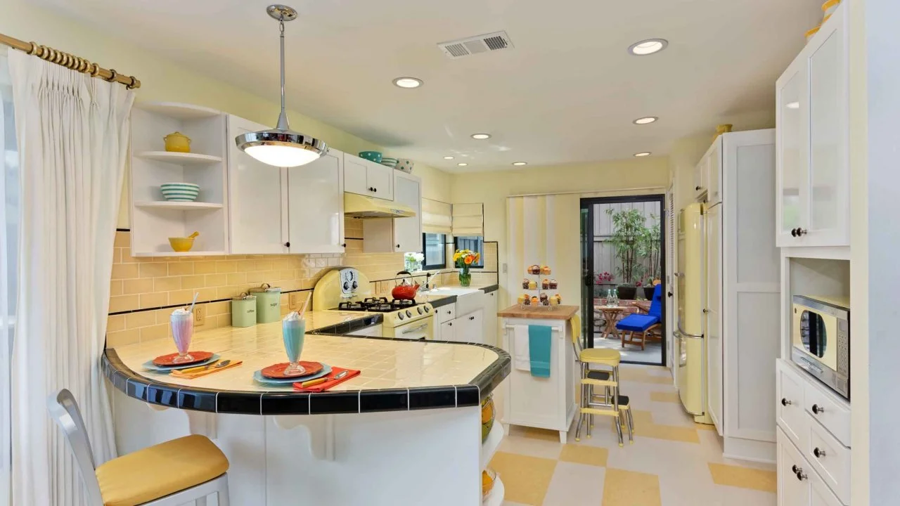 Sunny, Yellow, Retro-Inspired Kitchen | HGTV, image size:1280x720