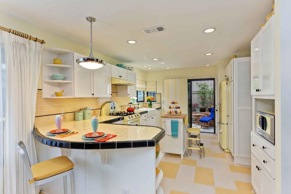 Yellow Kitchen With Retro-Inspired Features