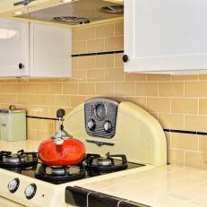 Modern Yellow Stove With Retro-Inspired Detail