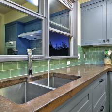 Stainless Steel Undermount Sink in Country Kitchen