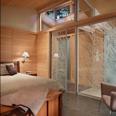 Contemporary Bedroom With Sliding Glass Door