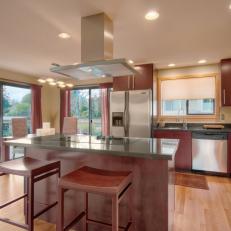 Modern Open Kitchen With Island Cooktop