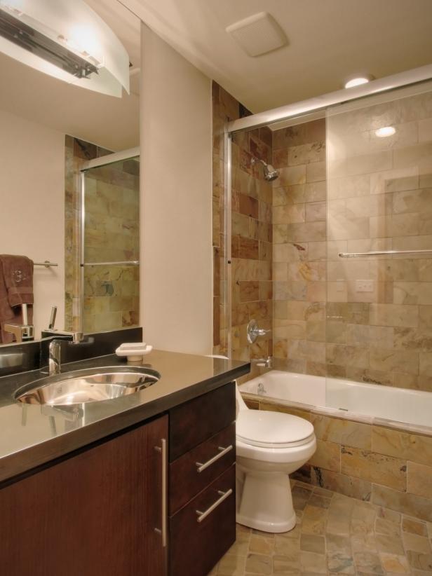 Calm Modern Bathroom  Features Earth  Toned Tile Shower HGTV
