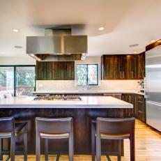 Tranquil Asian-Inspired Kitchen Boasts Dark Wood Accents