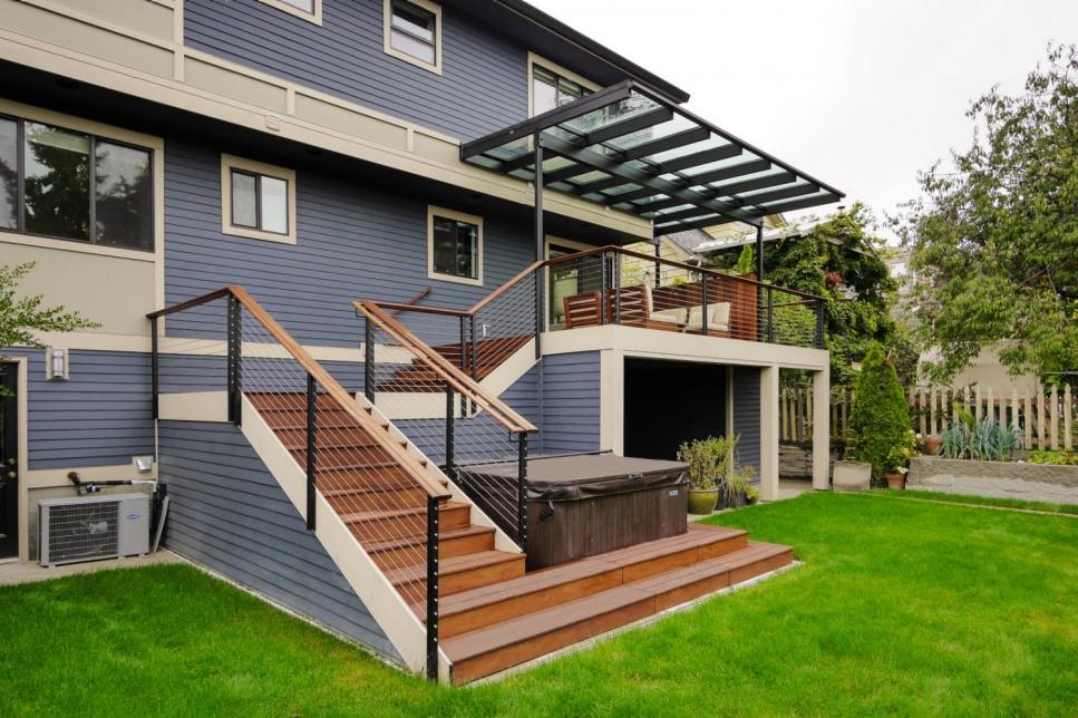 Custom Awning Over Contemporary Deck | HGTV