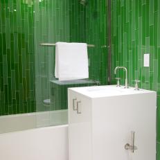 Modern Bathroom With Vibrant Green Tiles
