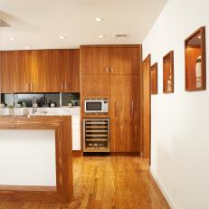 Mid-Century Modern Kitchen With Wood Cabinets
